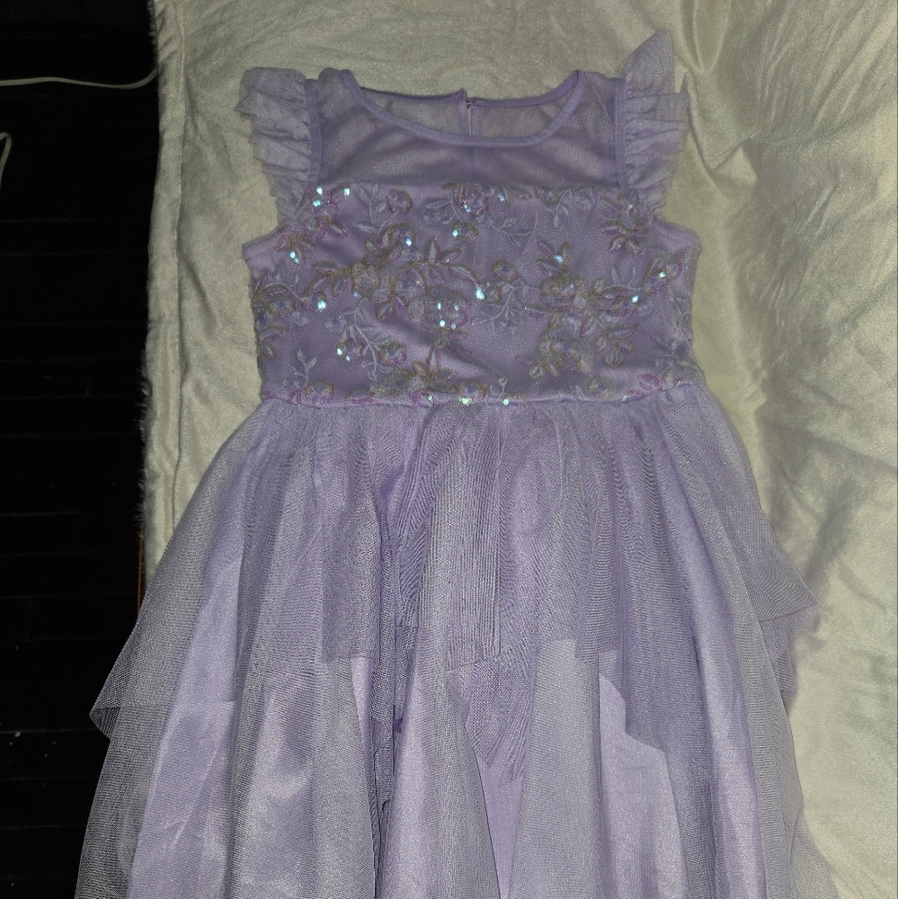 Zenzi Girl's Embroidered Sequin Dress In Color Purple. Size 10/12 (10/12)